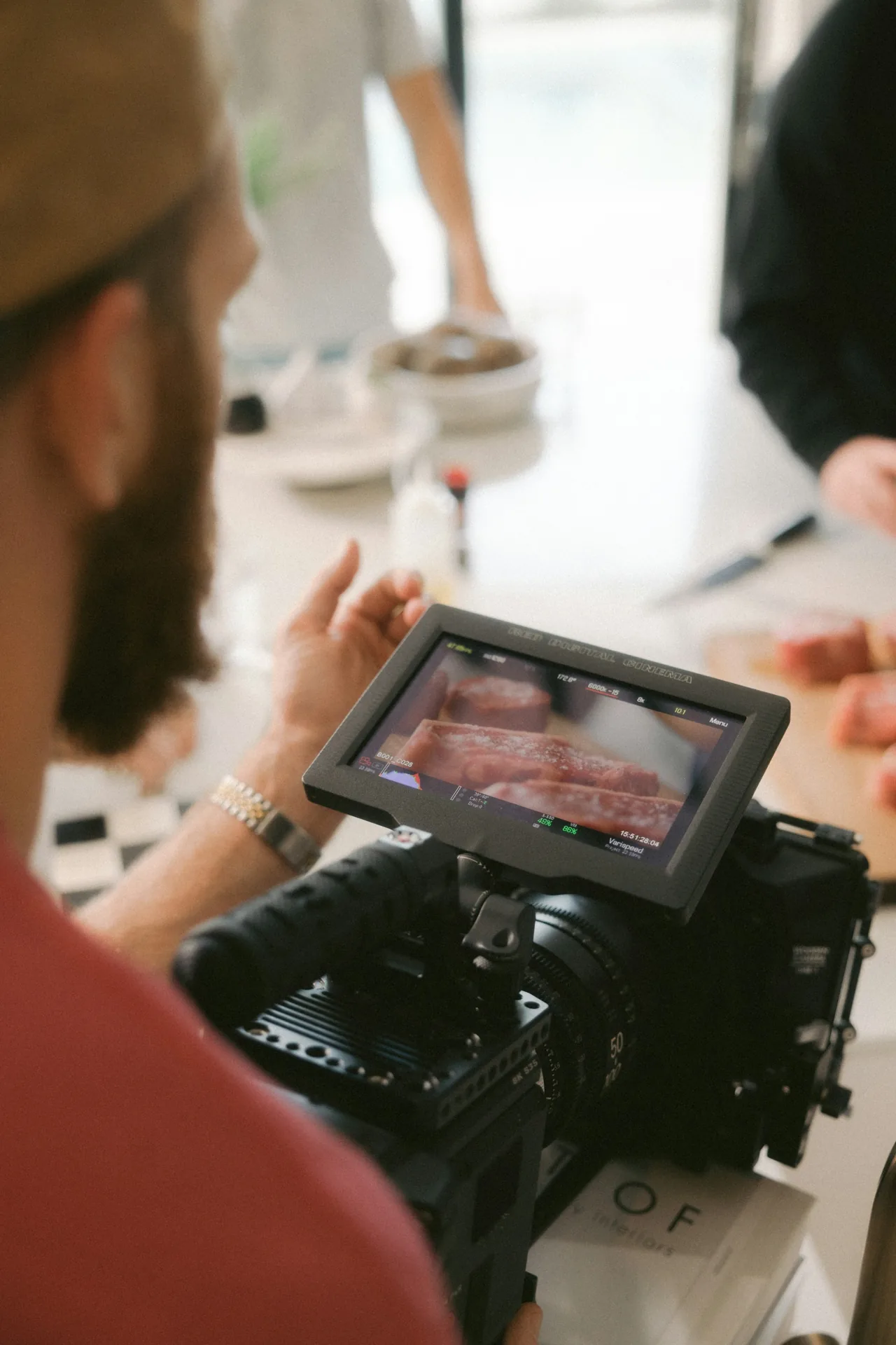Professional videographer with camera